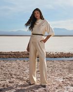 CALCA WIDE LEG C/ PREGAS - IVORY