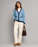 BLUSA CARDIGAN JACQUARD SKI - AZUL BLUE 