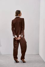 BLAZER BOX COM ALFAIATARIA LISTRAS - MARROM