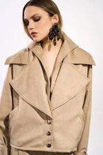 JAQUETA RECORTES SUEDE - CAMEL 