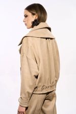 JAQUETA RECORTES SUEDE - CAMEL 