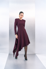 VESTIDO ASSIMETRICO EM CREPE 