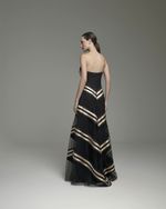 VESTIDO TRANSPARENCIA COM TIRAS SOBREPOSTAS - PRETO