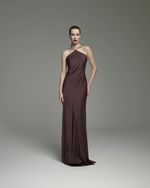 VESTIDO COLUNA ALÇAS DE PEROLAS DECOTE - AVELA