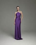 VESTIDO COLUNA ALÇAS DE PEROLAS DECOTE - VIOLETA