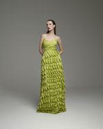 VESTIDO ONDAS VERTICAIS TOP DRAPEADO - PISTACHE
