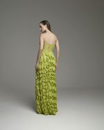 VESTIDO ONDAS VERTICAIS TOP DRAPEADO - PISTACHE