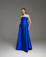 VESTIDO PALA ASSIMETRICA DOBRAS - AZUL