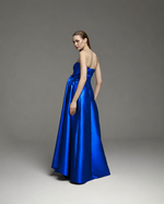 VESTIDO PALA ASSIMETRICA DOBRAS - AZUL