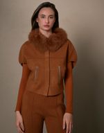 CASACO FOX TRICOT CURTO - WHISKY