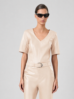 BLUSA DECOTE V MIX MALHA RENATA - AFTERGLOW
