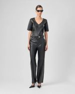 BLUSA DECOTE V MIX MALHA RENATA - PRETO