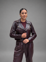 JAQUETA PERFECTO PYTHON MR COURO - BERINGELA 