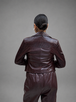 JAQUETA PERFECTO PYTHON MR COURO - BERINGELA 