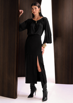 SAIA MIDI COM FENDA - PRETO