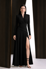 VESTIDO LONGO MANGA LONGA - PRETO 