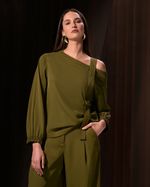 BLUSA AMPLA MANGA 7/8 - VERDE MILITAR