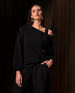 BLUSA AMPLA MANGA 7/8 - PRETO