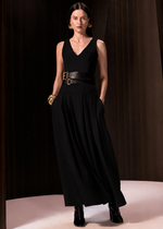 VESTIDO LONGO RECORTE BUSTO - PRETO