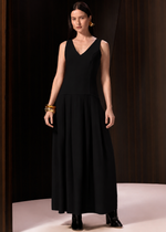 VESTIDO LONGO RECORTE BUSTO - PRETO