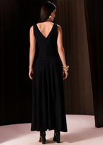 VESTIDO LONGO RECORTE BUSTO - PRETO