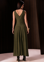 VESTIDO LONGO RECORTE BUSTO - VERDE MILITAR