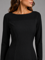 VESTIDO MIDI DECOTE CANOA - PRETO