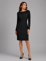 VESTIDO MIDI DECOTE CANOA - PRETO