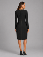 VESTIDO MIDI DECOTE CANOA - PRETO