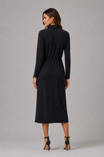 VESTIDO COM FAIXA MIDI - PRETO