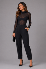 CALÇA RETA COM VINCO - PRETO