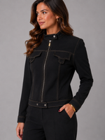 JAQUETA DE ZIPER COM DETALHE BOLSO - PRETO