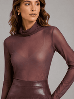BLUSA ML GOLA ALTA - MARROM