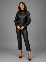 CALÇA RETA MALHA COURO PRIVATE - PRETO