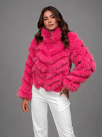 CASACO CURTO PUNHO E GOLA - PINK