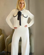 CASACO COAT BICOLOR NATANA - OFF WHITE E PRETO