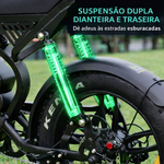 Bicicleta Elétrica, ECO-S20 Pro, motor de 1000W, bateria de 48V/15Ah, duplo amortecedor dianteiro e traseiro