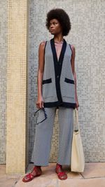 CALÇA CROPPED VICHY TRICOT
