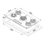 Cooktop a Gás Franke  Crystal Steel PRO 88x48 c/ 5 Queimadores
