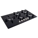 Cooktop a Gás Tramontina Design Collection Penta Glass Flat 90cm Black 5 Queimadores