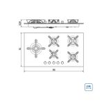 Cooktop a Gás Tramontina Design Collection Penta Glass Flat 90cm Black 5 Queimadores