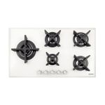 Cooktop a GásTramontina  Design Collection Penta Glass Flat 90cm White 5 Queimadores