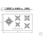 Cooktop a GásTramontina  Design Collection Penta Glass Flat 90cm White 5 Queimadores