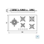 Cooktop a Gás Design Collection Penta Inox Flat 5 GX 90cm Aço Inox 5 Queimadores