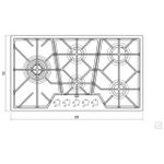 Cooktop a Gás Tramontina  Design Collection Penta Inox Full 5 GX 90 em Aço Inox e Trempes em Ferro Fundido