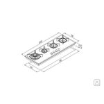 Cooktop Tramontina  a Gás Design Collection Slim Glass Flat 100cm Black 4 Queimadores