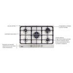 Cooktop  Tramontina a Gás New Penta em Aço Inox 75cm 5 Queimadores