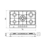 Cooktop Tramontina  a Gás Penta FF 5GX Tri 75cm Aço Inox