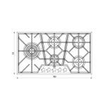 Cooktop Tramontina a Gás Penta Full Glass Black Series 5GG B 90CM Preto Fosco