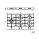 Cooktop Tramontina  à Gás Penta Plus 5GG Tri He Safestop 90cm 5 Queimadores